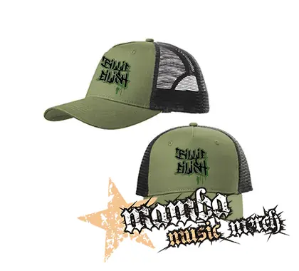 BILLIE EILISH - Painted Graffiti Logo - olivovočierna sieťkovaná šiltovka model "Trucker Cap"