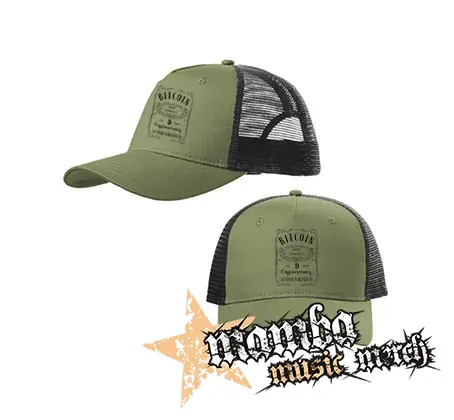 BITCOIN - Jack Daniels Motive - olivovočierna sieťkovaná šiltovka model "Trucker Cap"