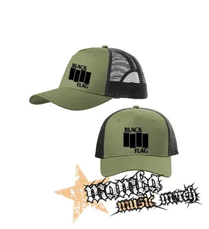 BLACK FLAG - Logo Crest - olivovočierna sieťkovaná šiltovka model "Trucker Cap"