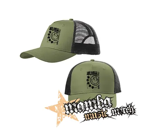 BLINK 182 - Spelled Out - olivovočierna sieťkovaná šiltovka model "Trucker Cap"