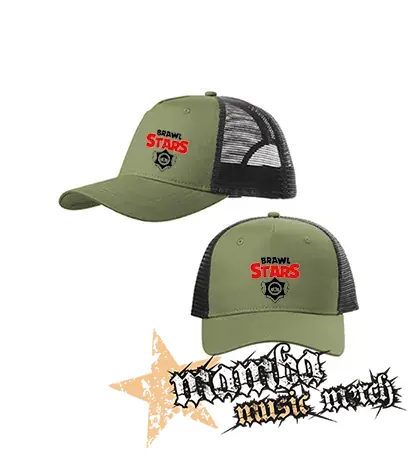 BRAWL STARS - Logo - olivovočierna sieťkovaná šiltovka model "Trucker Cap"