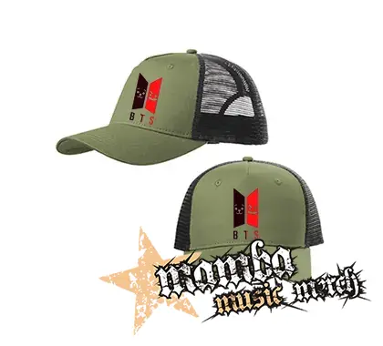 BTS - Emoji BT21 Logo COLOUR - olivovočierna sieťkovaná šiltovka model "Trucker Cap"