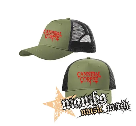 CANNIBAL CORPSE - Red Logo - olivovočierna sieťkovaná šiltovka model "Trucker Cap"