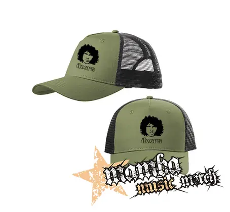 DOORS - JIM MORRISON PORTRAIT Motive 1 - olivovočierna sieťkovaná šiltovka model "Trucker Cap"