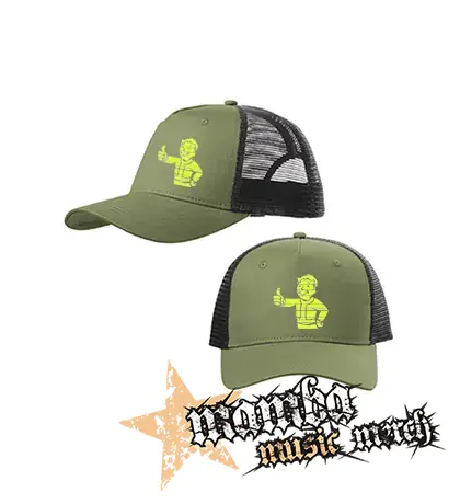 FALLOUT - Vault Boy Green Vintage - olivovočierna sieťkovaná šiltovka model "Trucker Cap"