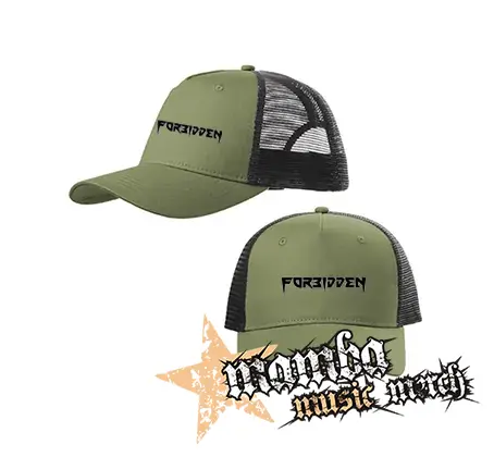 FORBIDDEN - Logo - olivovočierna sieťkovaná šiltovka model "Trucker Cap"