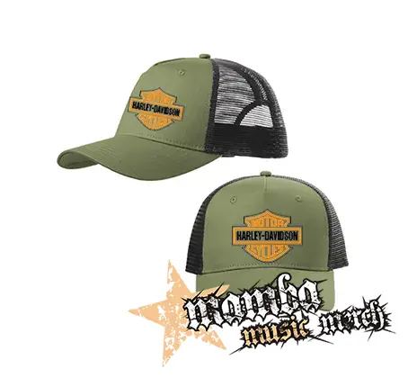 HARLEY-DAVIDSON MOTORCYCLES - olivovočierna sieťkovaná šiltovka model "Trucker Cap"