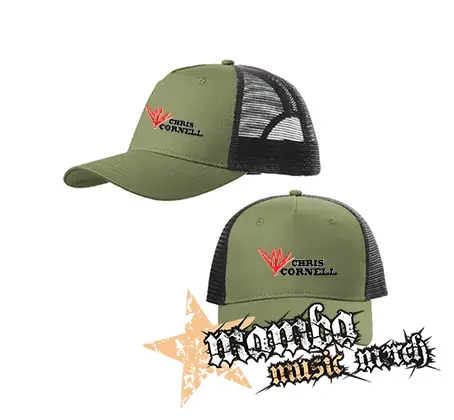 CHRIS CORNELL - Logo - olivovočierna sieťkovaná šiltovka model "Trucker Cap"