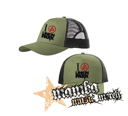 I LOVE LINKIN PARK - Crest Motive - olivovočierna sieťkovaná šiltovka model "Trucker Cap"