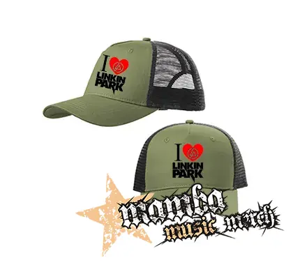 I LOVE LINKIN PARK - olivovočierna sieťkovaná šiltovka model "Trucker Cap"