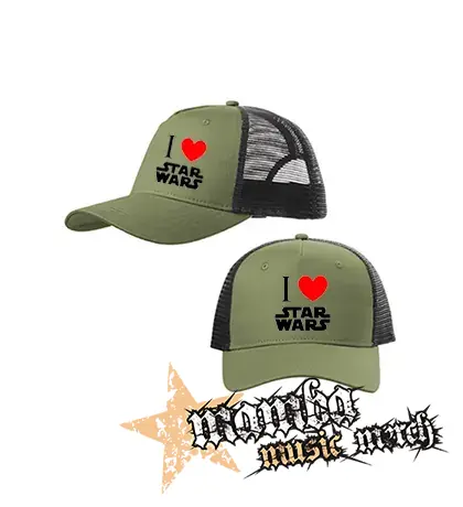 I LOVE STAR WARS - olivovočierna sieťkovaná šiltovka model "Trucker Cap"