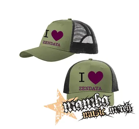 I LOVE ZENDAYA - olivovočierna sieťkovaná šiltovka model "Trucker Cap"