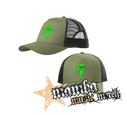 I SEE STAR - Green Star - olivovočierna sieťkovaná šiltovka model "Trucker Cap"