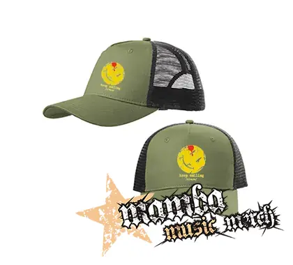 KEEP SMILING ALWAYS - olivovočierna sieťkovaná šiltovka model "Trucker Cap"