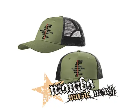 LA CASA DE PAPEL - Bella Ciao Names - olivovočierna sieťkovaná šiltovka model "Trucker Cap"
