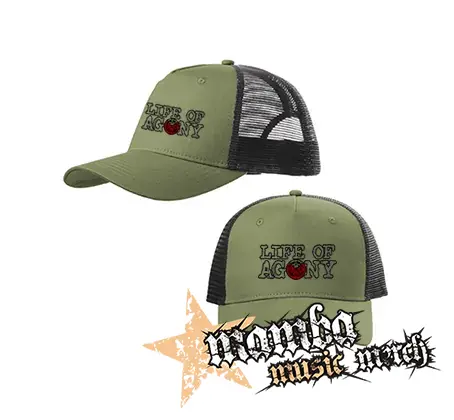LIFE OF AGONY - Logo - olivovočierna sieťkovaná šiltovka model "Trucker Cap"