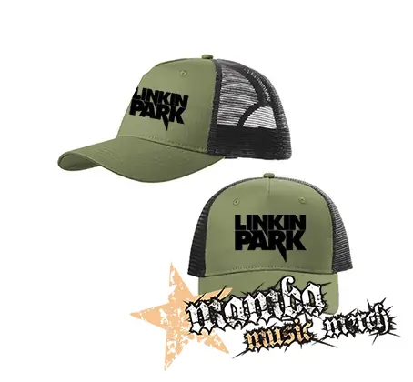 LINKIN PARK - Logo Simple - olivovočierna sieťkovaná šiltovka model "Trucker Cap"