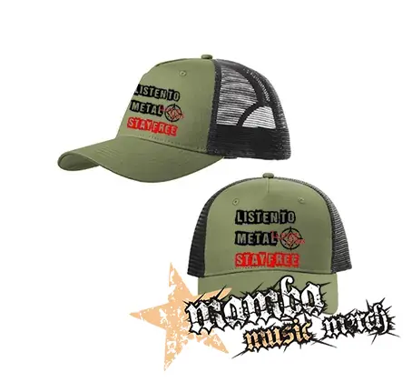 LUNATIC GODS - Listen To Metal Stay Free Motive 4 - olivovočierna sieťkovaná šiltovka model "Trucker Cap"