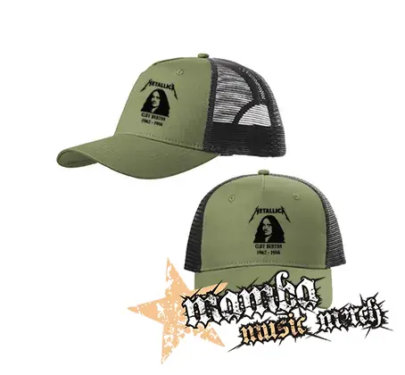 METALLICA - Cliff Burton 1962-1986 - olivovočierna sieťkovaná šiltovka model "Trucker Cap"