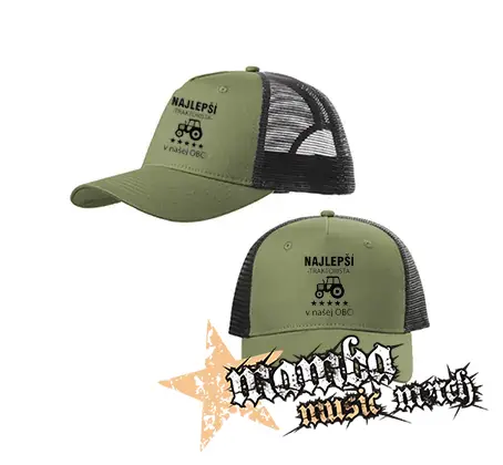 NAJLEPSI TRAKTORISTA v NASEJ OBCI - olivovočierna sieťkovaná šiltovka model "Trucker Cap"