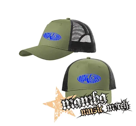 NEWJEANS - Blue Logo - olivovočierna sieťkovaná šiltovka model "Trucker Cap"