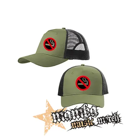 NO SMOKING - olivovočierna sieťkovaná šiltovka model "Trucker Cap"