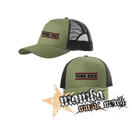 PUNKROCK - Logo Motive 3 - olivovočierna sieťkovaná šiltovka model "Trucker Cap"