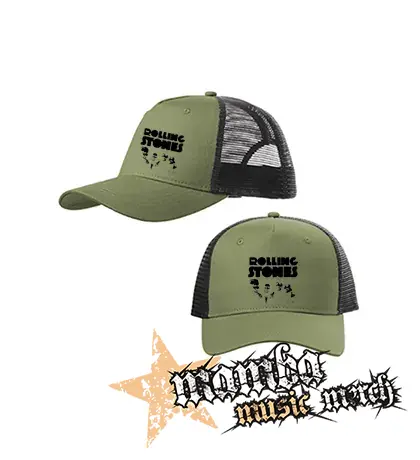 ROLLING STONES - Smile Band Forever - olivovočierna sieťkovaná šiltovka model "Trucker Cap"