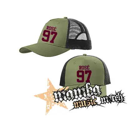 ROSÉ 97 - Pink Logo - olivovočierna sieťkovaná šiltovka model "Trucker Cap"