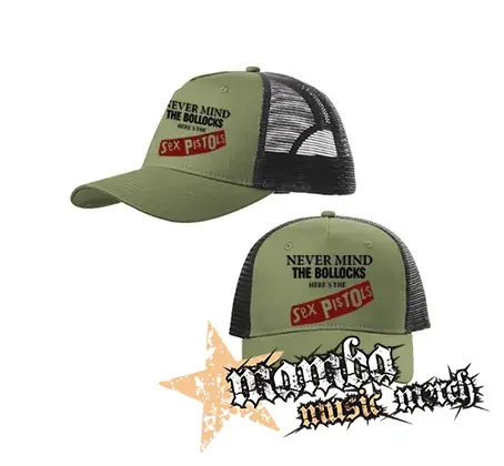 SEX PISTOLS - Never Mind The Bollocks - olivovočierna sieťkovaná šiltovka model "Trucker Cap"