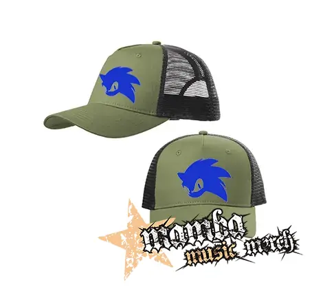 SONIC THE HEDGEHOG - Face - olivovočierna sieťkovaná šiltovka model "Trucker Cap"