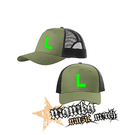 SUPER MARIO - Green Luigi Logo - olivovočierna sieťkovaná šiltovka model "Trucker Cap"