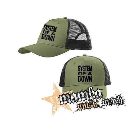 SYSTEM OF A DOWN - Logo - olivovočierna sieťkovaná šiltovka model "Trucker Cap"