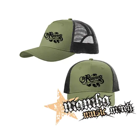 THE RASMUS - Logo - olivovočierna sieťkovaná šiltovka model "Trucker Cap"
