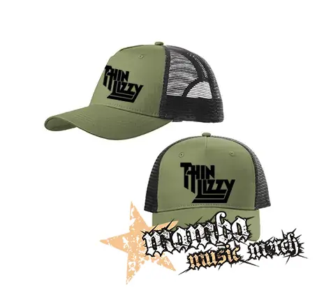 THIN LIZZY - Logo - olivovočierna sieťkovaná šiltovka model "Trucker Cap"