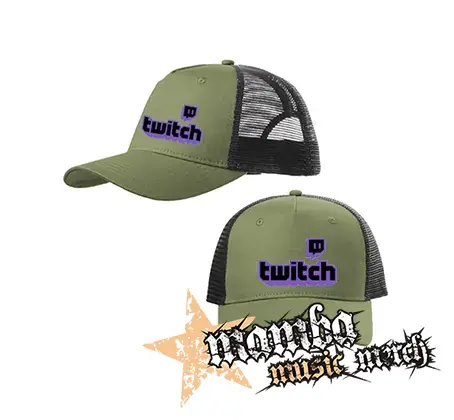 TWITCH - Purple Logo Sign - olivovočierna sieťkovaná šiltovka model "Trucker Cap"