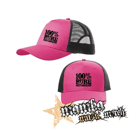 100% PURE METAL HEAD - ružovočierna sieťkovaná šiltovka model "Trucker Cap"