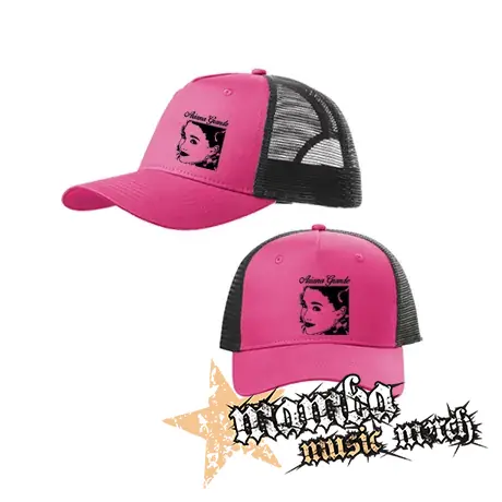 ARIANA GRANDE - Portrait - ružovočierna sieťkovaná šiltovka model "Trucker Cap"