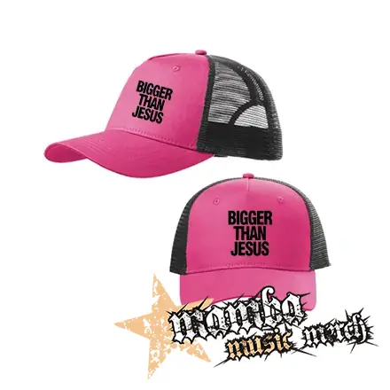 BIGGER THAN JESUS - ružovočierna sieťkovaná šiltovka model "Trucker Cap"