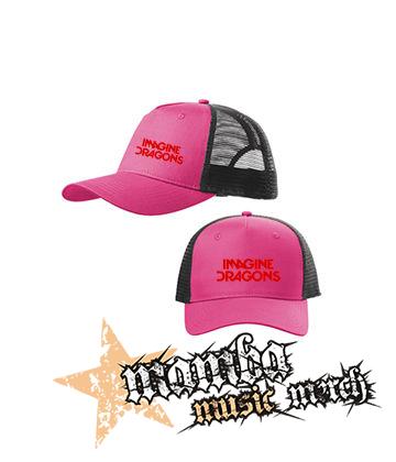IMAGINE DRAGONS - Logo Red - ružovočierna sieťkovaná šiltovka model "Trucker Cap"