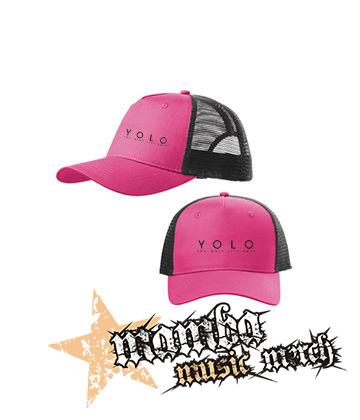 YOLO - You Only Live Once - ružovočierna sieťkovaná šiltovka model "Trucker Cap"