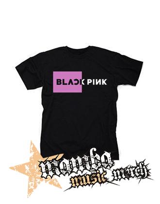 BLACKPINK - Pink Square Crest B&W - čierne pánske tričko