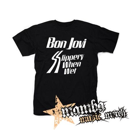 BON JOVI - Slippery When Wet - čierne pánske tričko