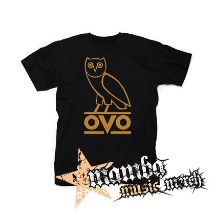 DRAKE - Gold OVO Logo - čierne pánske tričko