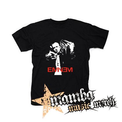 EMINEM - Logo & Portrait na ČIERNE - čierne pánske tričko