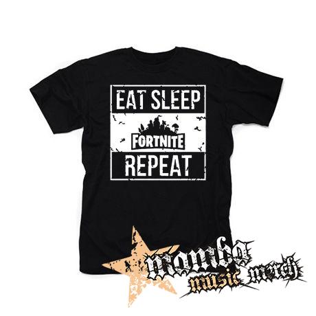 FORTNITE - Eat, Sleep, Repeat - čierne pánske tričko