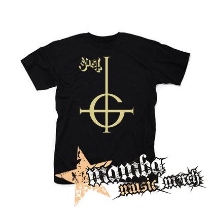 GHOST - Gold Logo - čierne pánske tričko