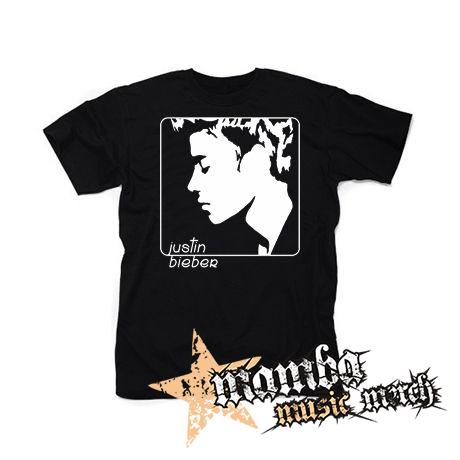 JUSTIN BIEBER - Logo & Portrait Motive 2 - čierne pánske tričko