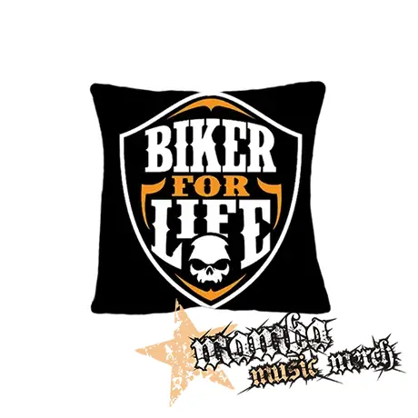 BIKER FOR LIFE - Skull Logo Crest NA ČIERNE - vankúš