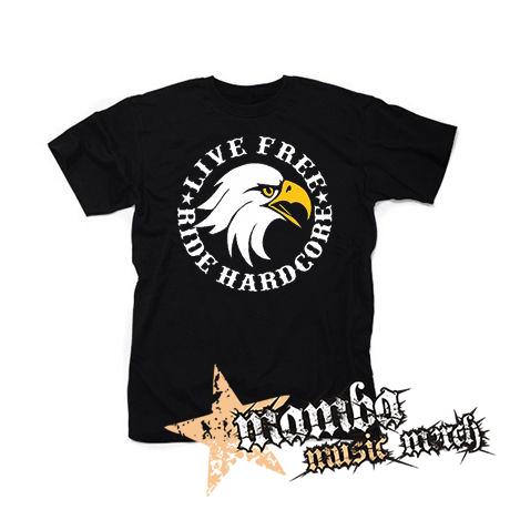 LIVE FREE RIDE HARDCORE EAGLE - čierne pánske tričko